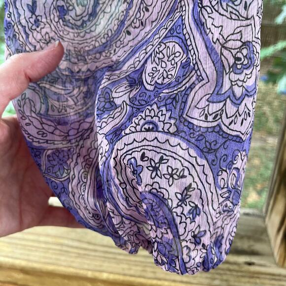 Zara Women's Sheer Purple Paisley Cropped Blouse Size S. NEW - Picture 5 of 9